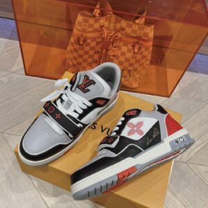 Louis Vuitton Trainer Black Grey and Red