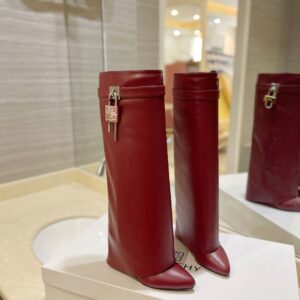 Givenchy Shark Lock 24ss Long Boots Wine Red