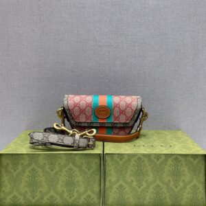 Gucci bag GG Mini Leather-Trimmed Monogrammed Coated-Canvas 723762