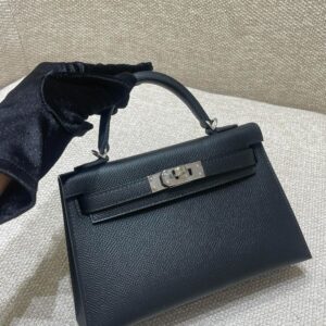 Hermes Bag Kelly Mini  Black 19cm*12cm*5.5cm
