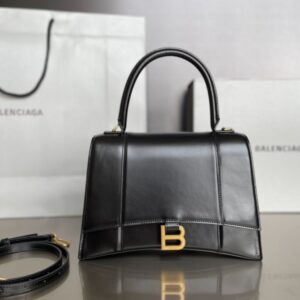 Balenciaga Bag Hourglass Crocodile Pattern Black