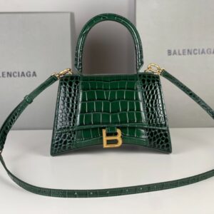 Balenciaga Bag Hourglass Crocodile Pattern  Green
