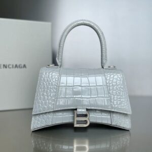 Balenciaga Bag Hourglass Crocodile Pattern  Grey