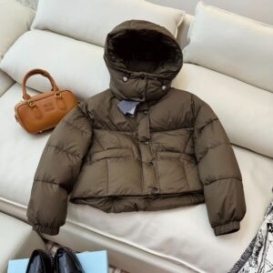 Prada Down Jacket  Goose down Short Coffee