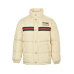 Gucci 22ss red and green ribbon down jacket White