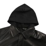 Balenciaga Parka zip-up hooded leather jacket