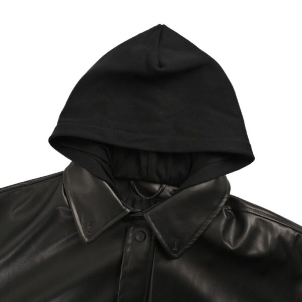 Balenciaga Parka zip-up hooded leather jacket