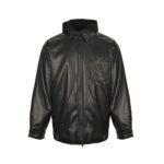 Balenciaga Parka zip-up hooded leather jacket