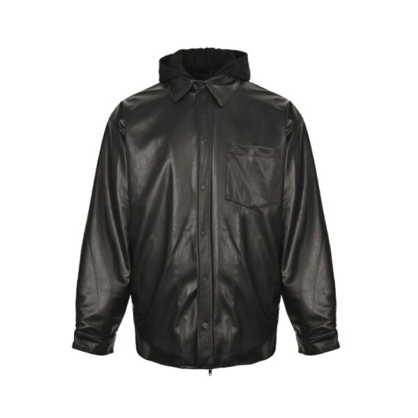 Balenciaga Parka zip-up hooded leather jacket