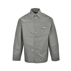 Prada 24Fw High Density Triangle Logo Nylon Shirt Jacket Grey