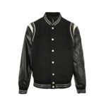 Givenchy  24Fw leather sleeve baseball jacket