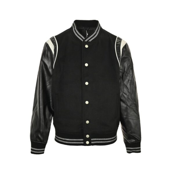 Givenchy  24Fw leather sleeve baseball jacket