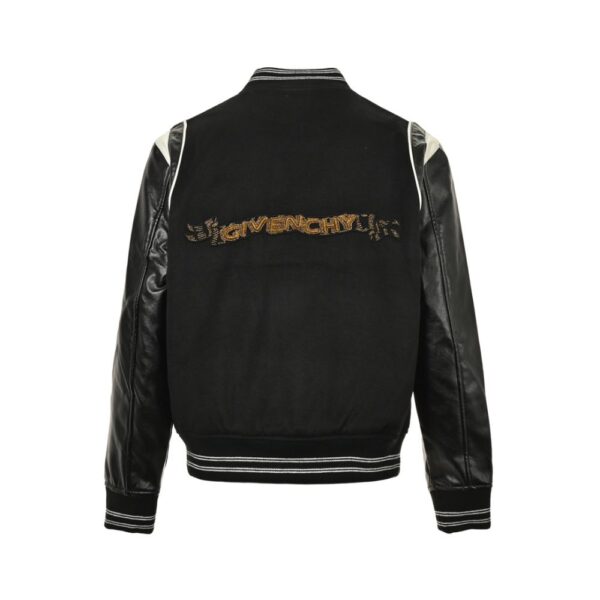 Givenchy  24Fw leather sleeve baseball jacket