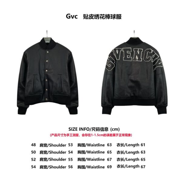 Givenchy 22FW Leather Embroidery Baseball Jacket