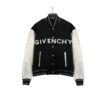 Givenchy 21FW Leather Slogan Baseball Jacket