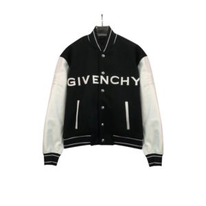 Givenchy 21FW Leather Slogan Baseball Jacket
