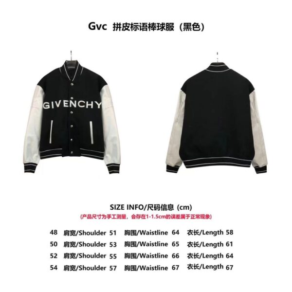 Givenchy 21FW Leather Slogan Baseball Jacket