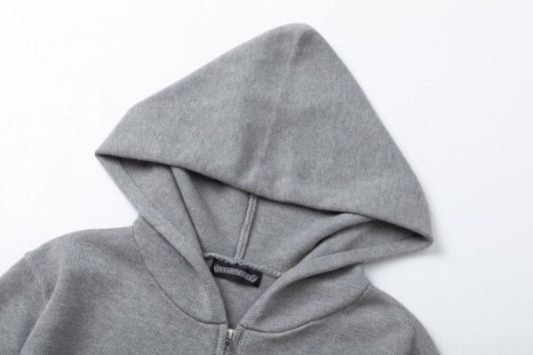 Chrome hearts Hot Diamond Zipper Knitted Sweater Hooded Jacket