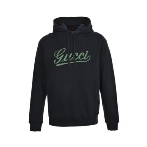Gucci 24Fw Green Signature Embroidered Lettering Hoodie