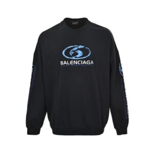 Balenciaga 24Fw Distressed washed surf print sweatshirt