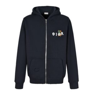 Dior 24Fw Dinosaur patch zip-up hoodie