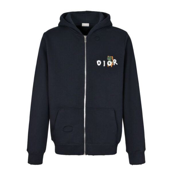 Dior 24Fw Dinosaur patch zip-up hoodie