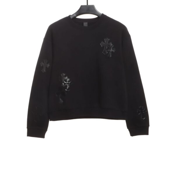 Chrome Hearts  Cross patch leather sweatshirt