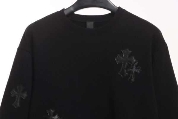 Chrome Hearts  Cross patch leather sweatshirt