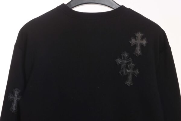 Chrome Hearts  Cross patch leather sweatshirt