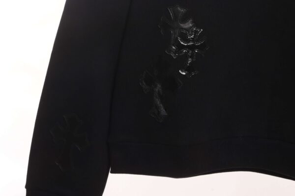 Chrome Hearts  Cross patch leather sweatshirt