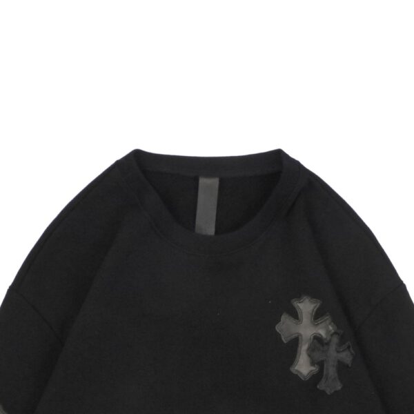 Chrome Hearts  23Fw Cross Leather Logo Sweatshirt