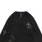 Chrome Hearts  23Fw Cross Leather Logo Sweatshirt