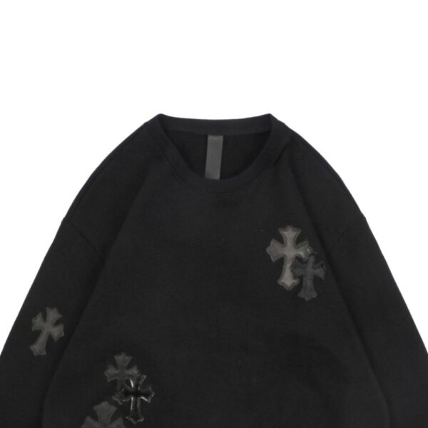 Chrome Hearts  23Fw Cross Leather Logo Sweatshirt