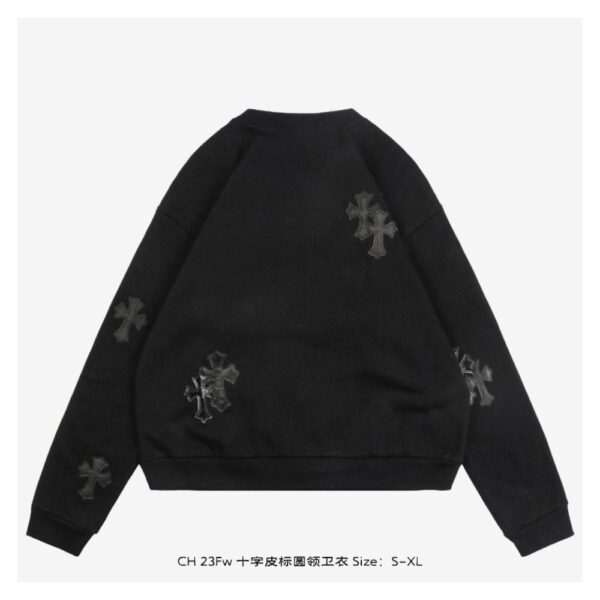 Chrome Hearts  23Fw Cross Leather Logo Sweatshirt