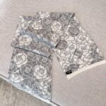Chanel Camellia Scarf Grey White