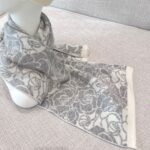 Chanel Camellia Scarf Grey White
