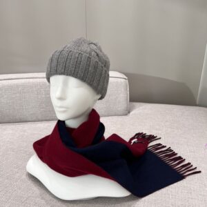 Hermes Cashmere scarf Navy blue/wine red