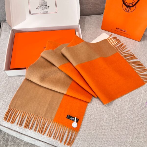 Hermes Cashmere scarf orange