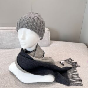 Hermes Cashmere scarf navy blue/grey