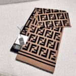 Fendi Letter jacquard long scarf coffee color