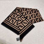 Fendi Letter jacquard long scarf coffee color