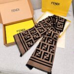 Fendi Letter jacquard long scarf coffee color