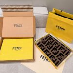 Fendi Letter jacquard long scarf coffee color