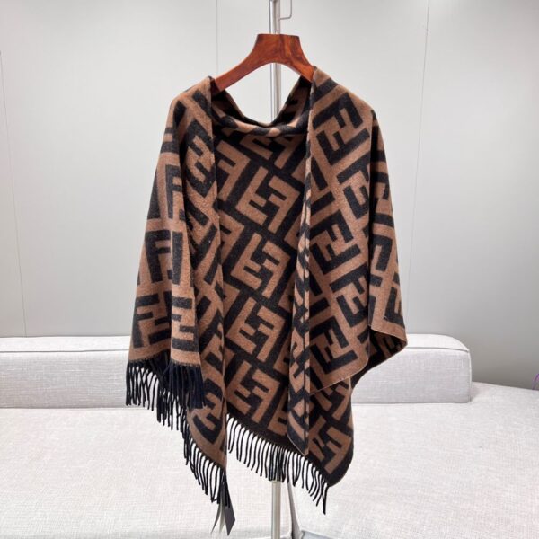 Fendi Triangle cashmere shawl brown