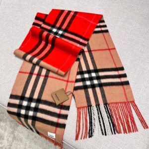 Burberry Colorblock Check Scarf Camel Orange