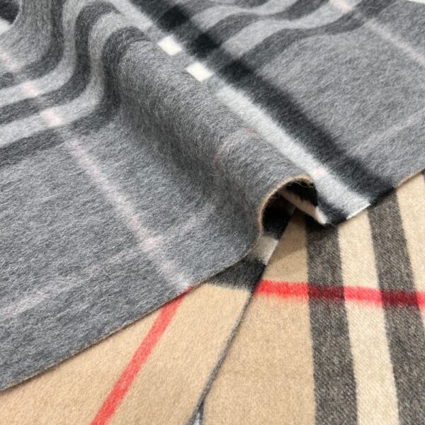 Burberry Colorblock Check Scarf Camel Grey