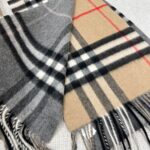 Burberry Colorblock Check Scarf Camel Grey