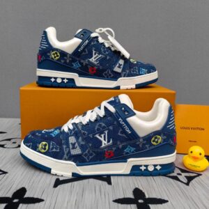 Louis Vuitton Trainer Embroidery flowers Blue