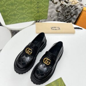 Gucci Loafer GG  Bright leather texture Black