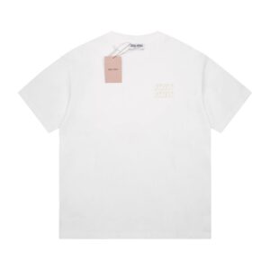 Miu Miu Applique embroidered round neck short-sleeved T-shirt